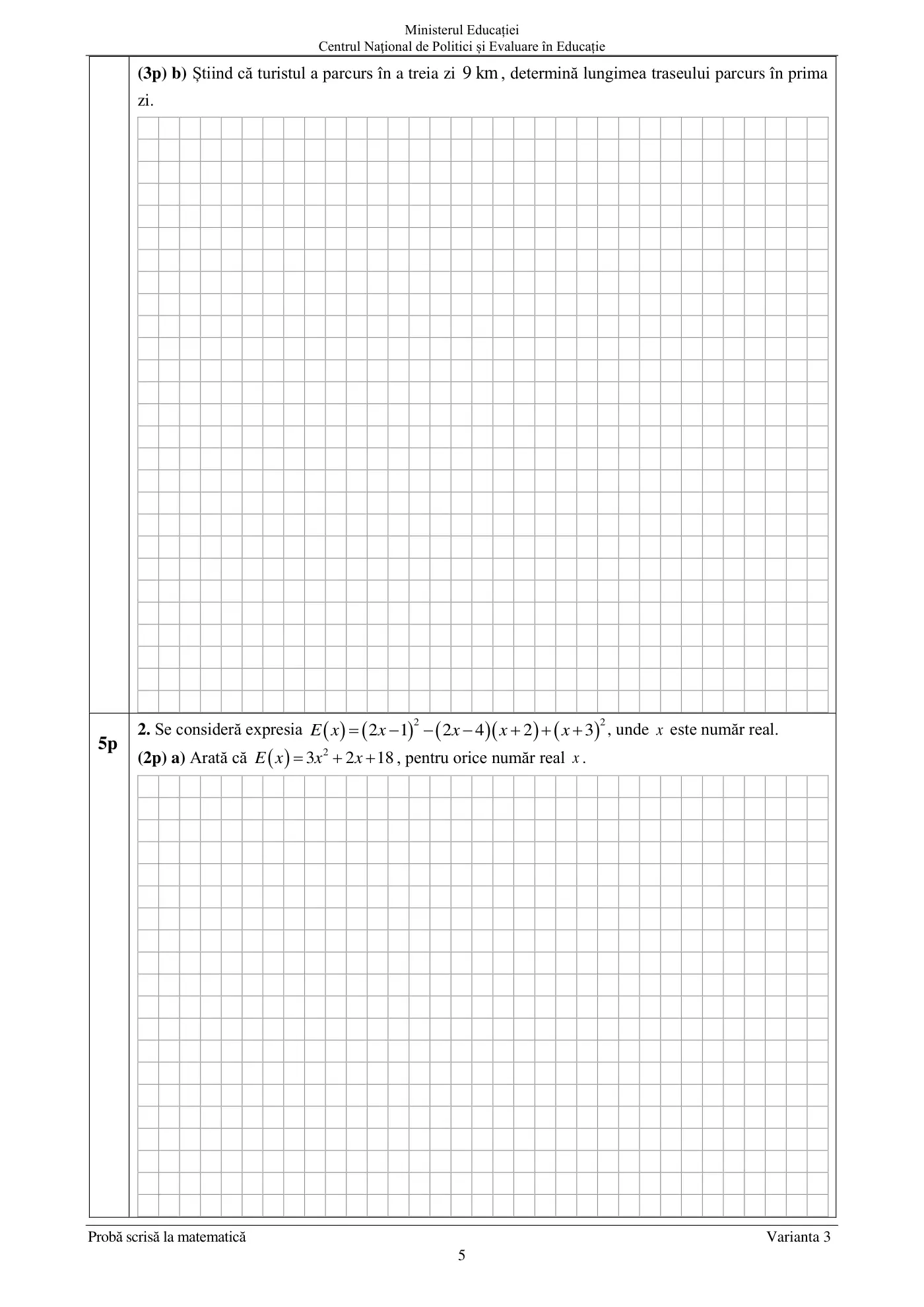Pagina 5 din subiectul examen oficial (sesiunea iunie), matematică, 24 iunie 2021