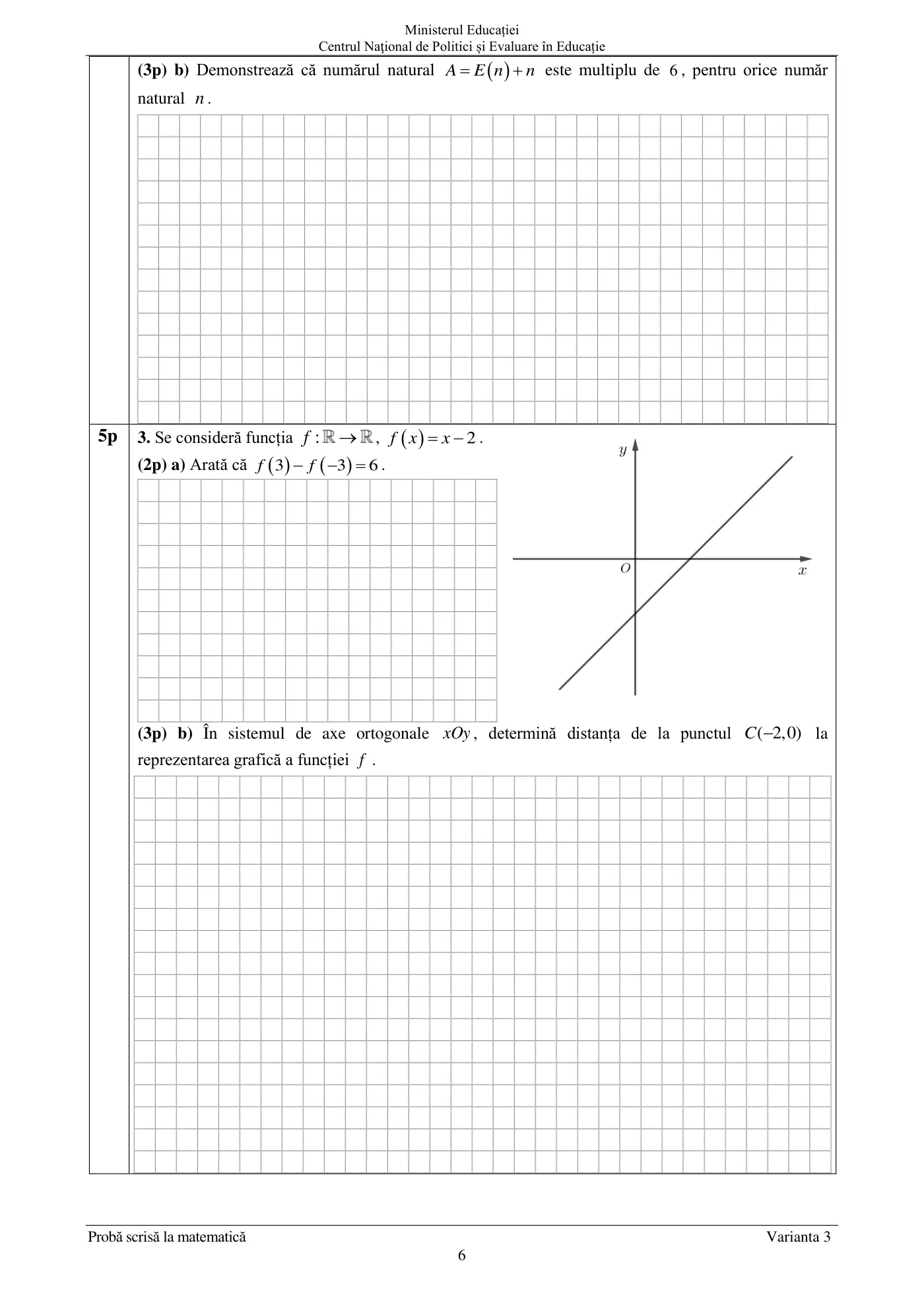 Pagina 6 din subiectul examen oficial (sesiunea iunie), matematică, 24 iunie 2021