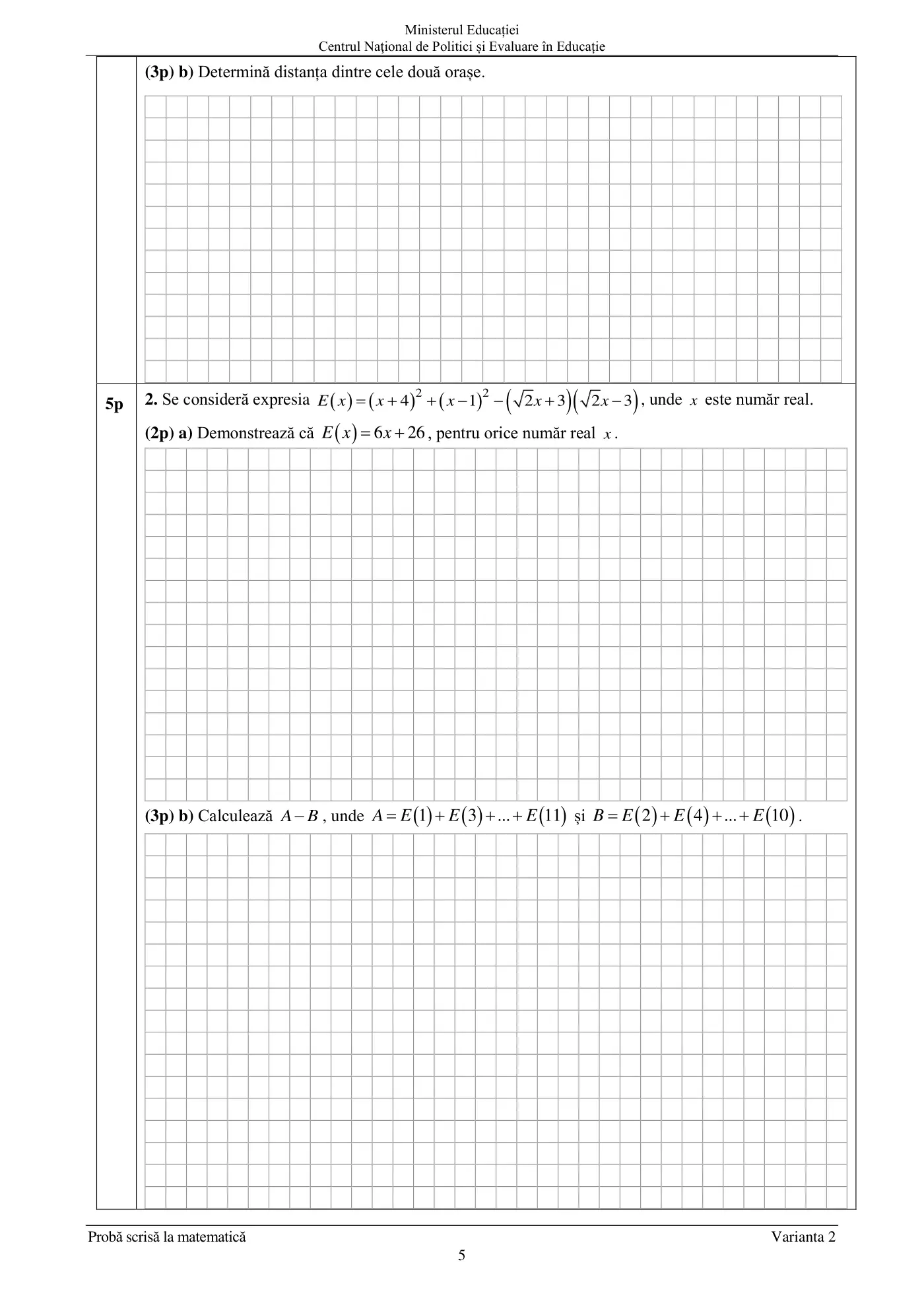 Pagina 5 din subiectul sesiunea specială, matematică, 6 iulie 2021