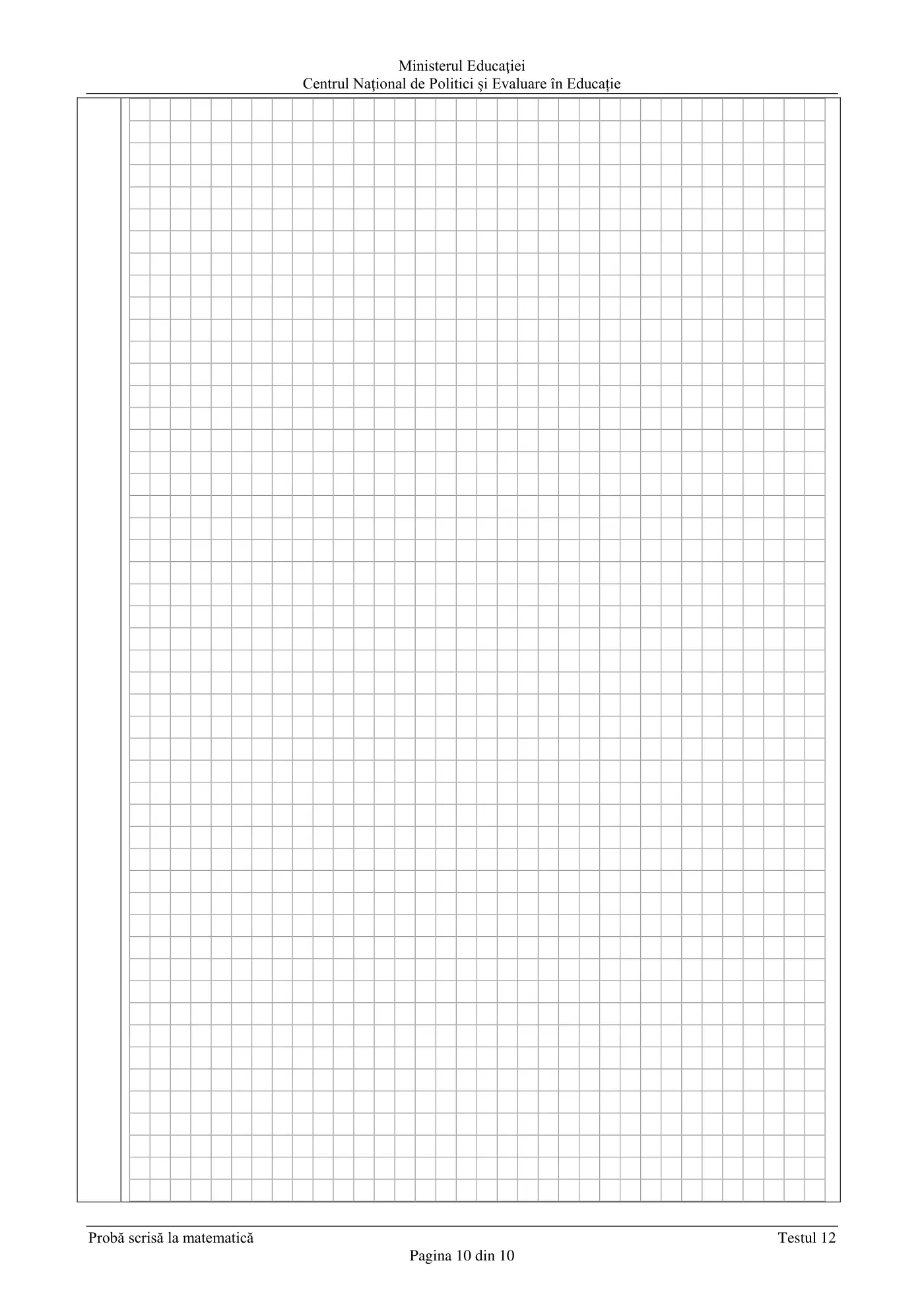 Pagina 10 din subiectul test de antrenament 12, matematică, martie 2021
