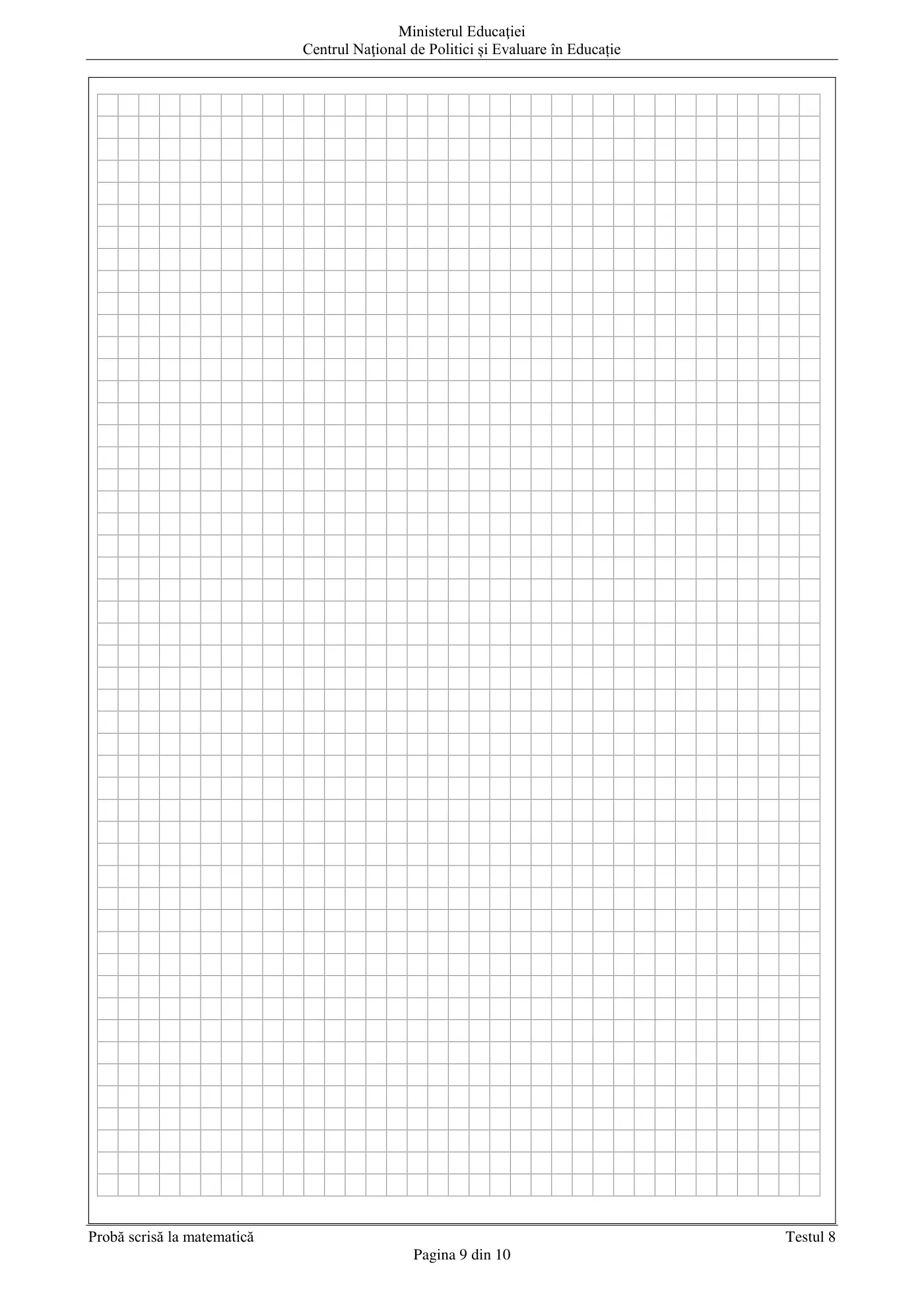 Pagina 9 din subiectul test de antrenament 8, matematică, martie 2021