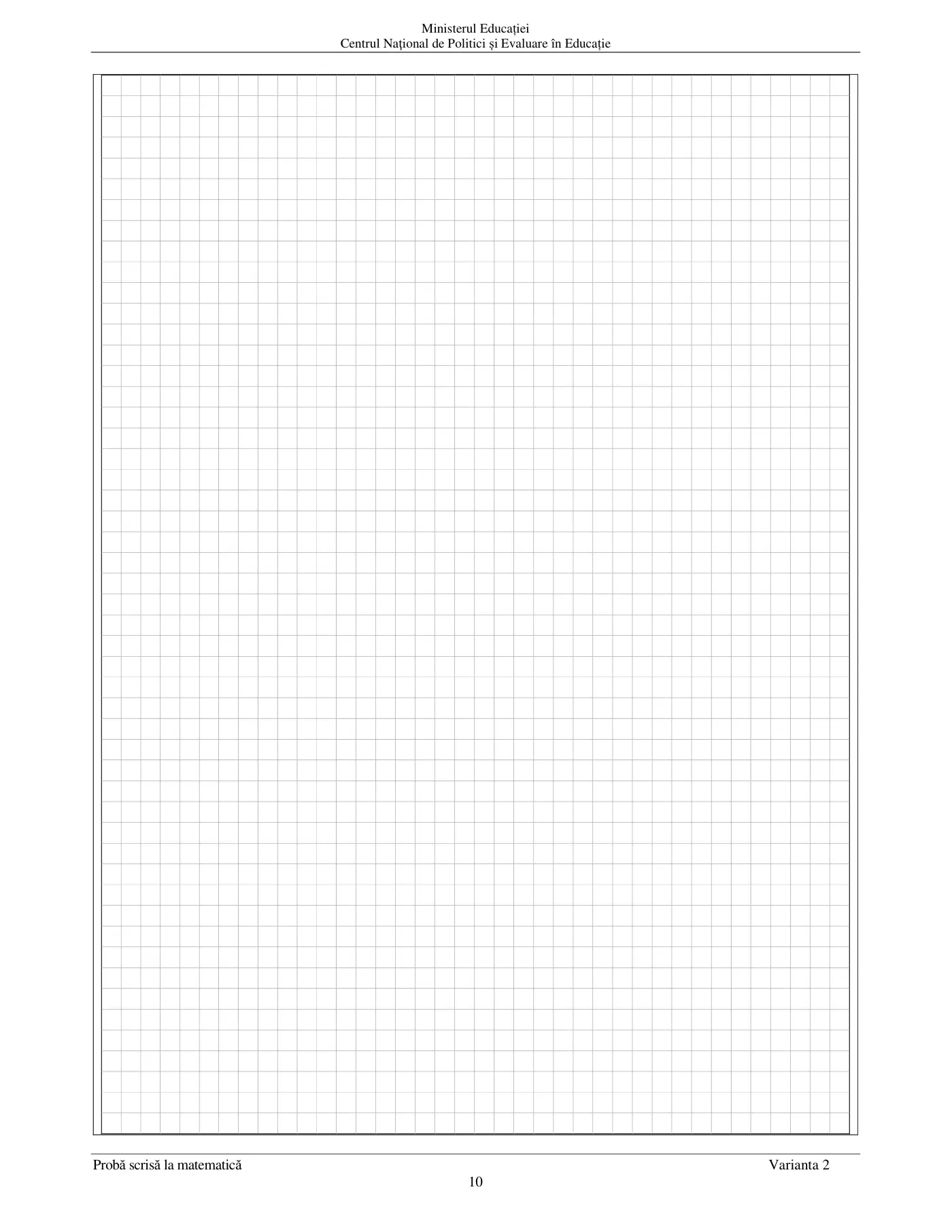 Pagina 10 din subiectul examen oficial (sesiunea iunie), matematică, 16 iunie 2022