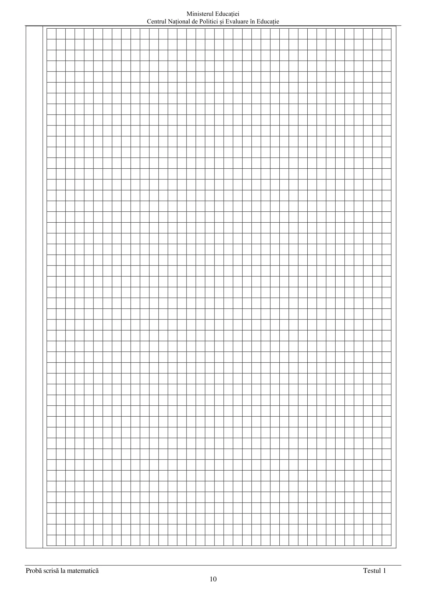 Pagina 10 din subiectul test de antrenament 1, matematică, aprilie 2022