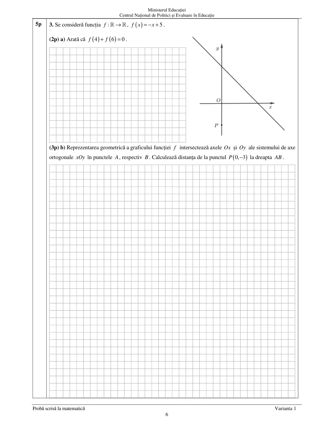 Pagina 6 din subiectul examen oficial (sesiunea iunie), matematică, 21 iunie 2023