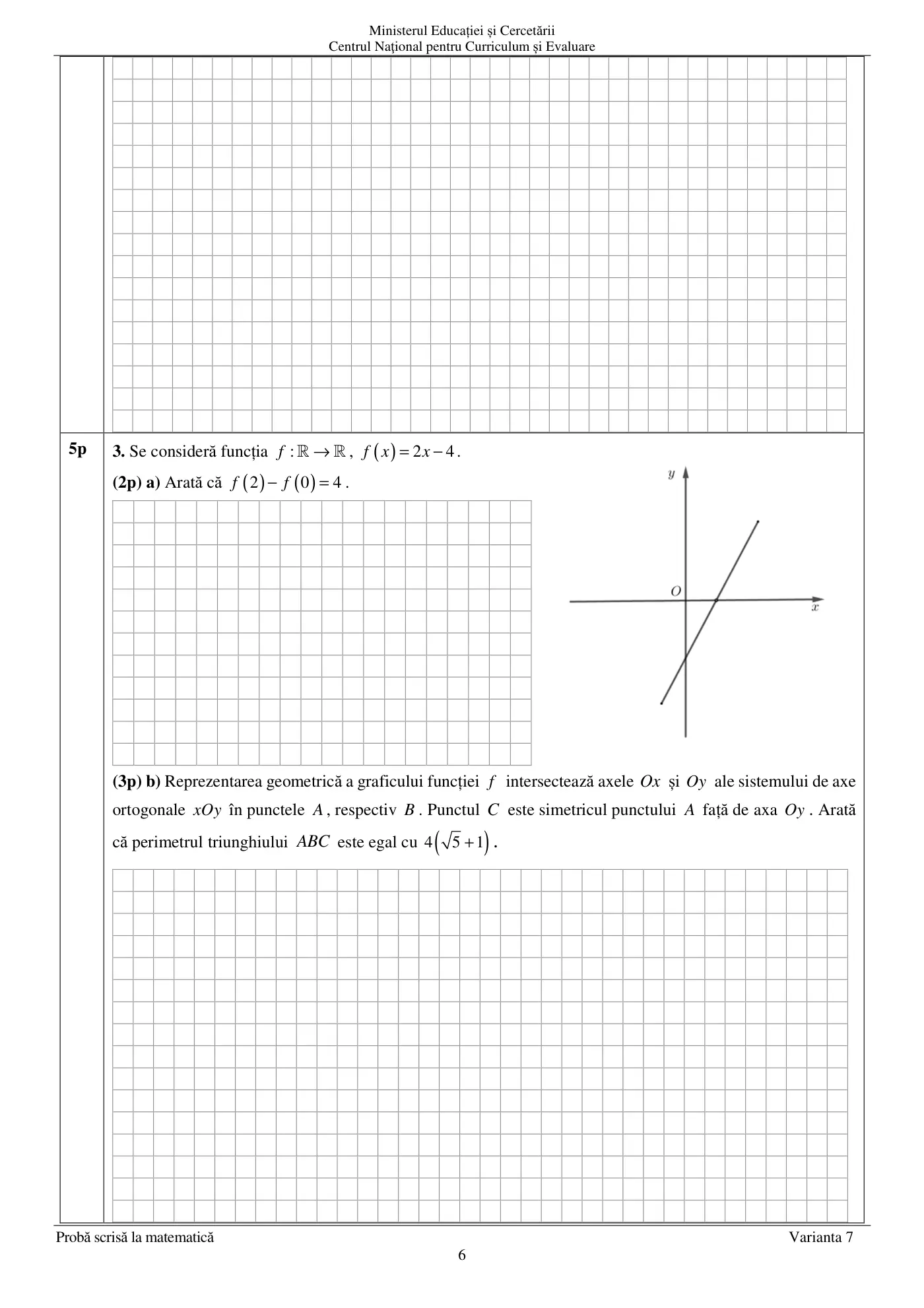 Pagina 6 din subiectul examen oficial (sesiunea iunie), matematică, 25 iunie 2025