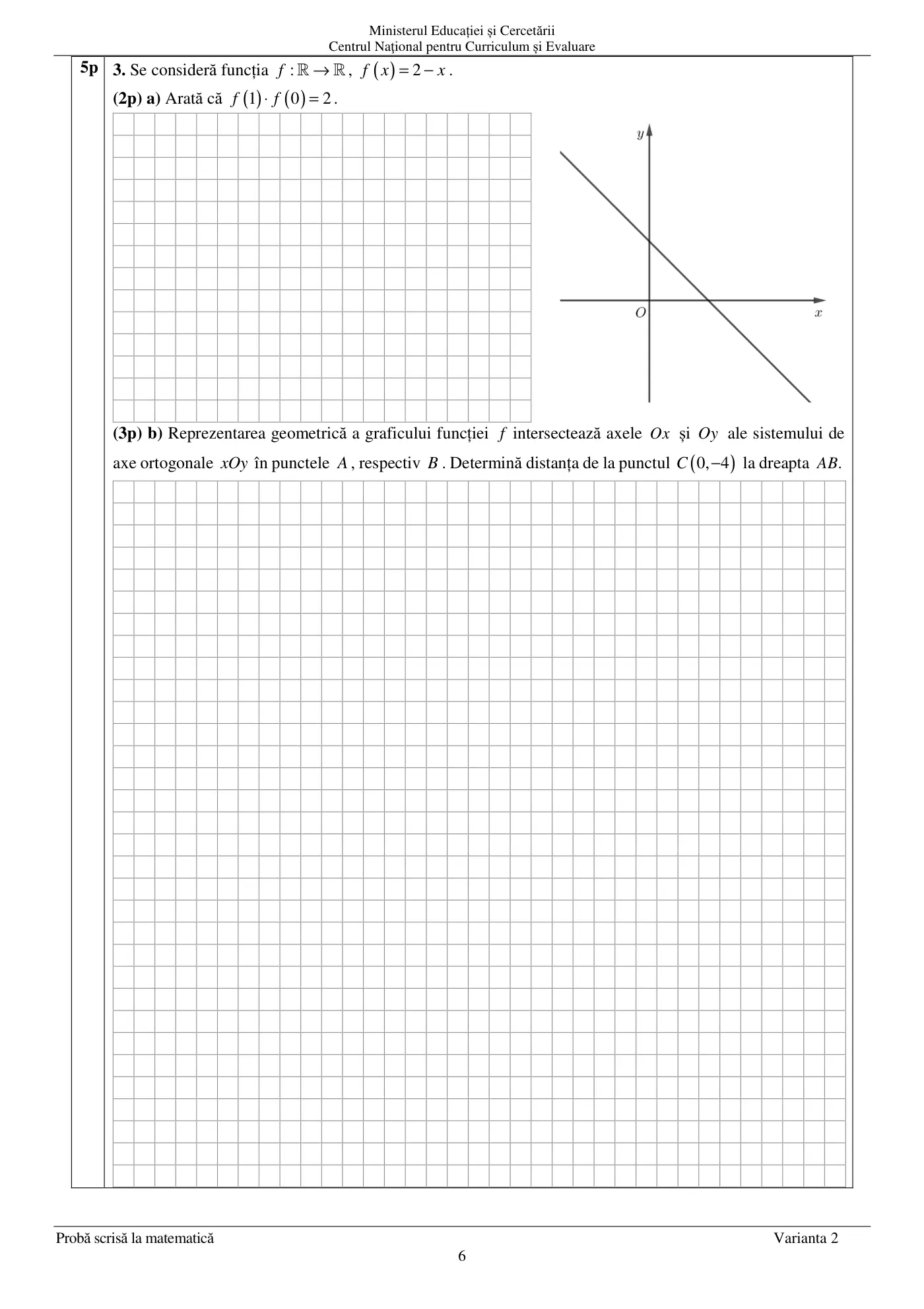 Pagina 6 din subiectul subiect de rezervă, matematică, 25 iunie 2025