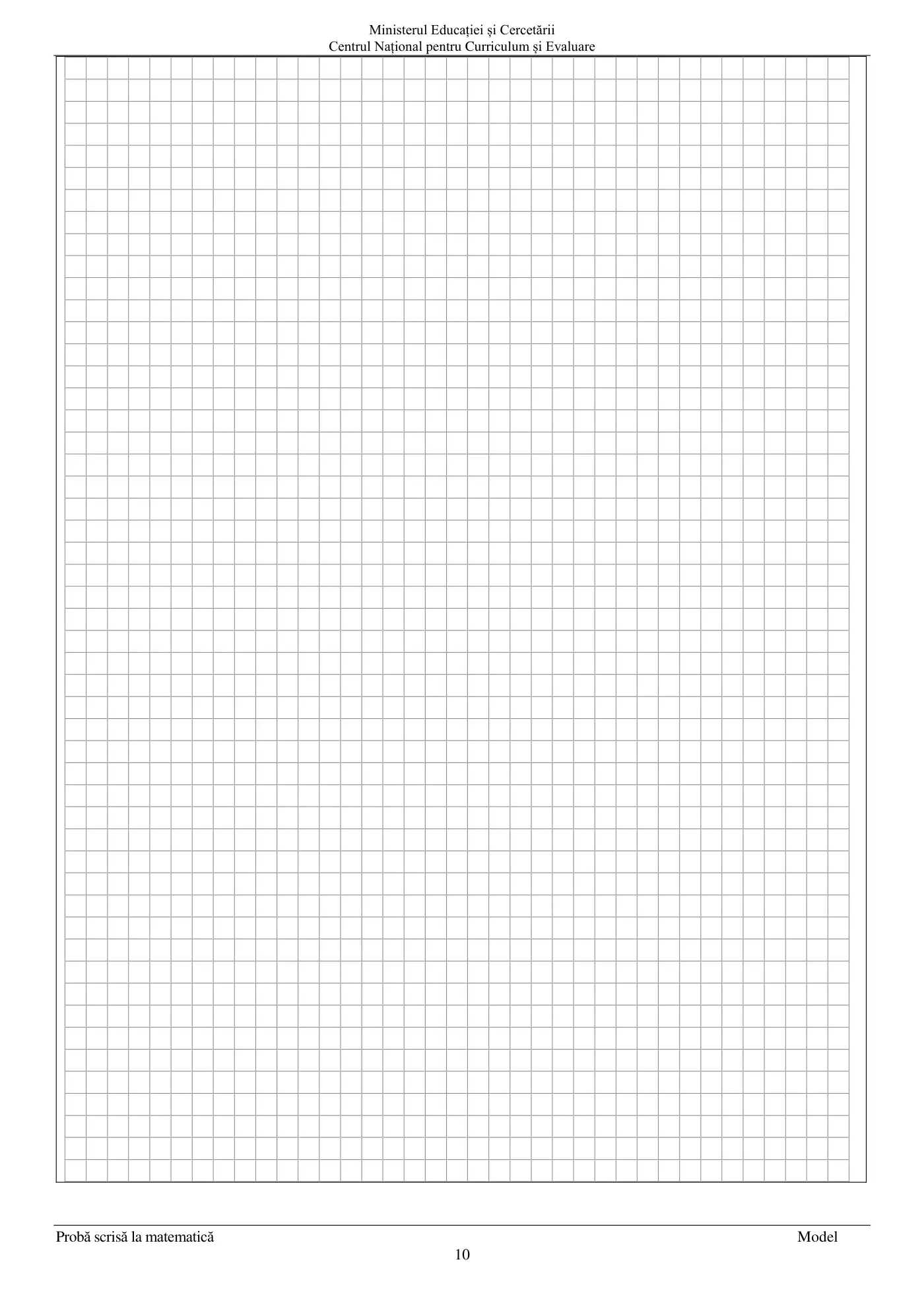 Pagina 10 din subiectul model oficial, matematică, noiembrie 2025