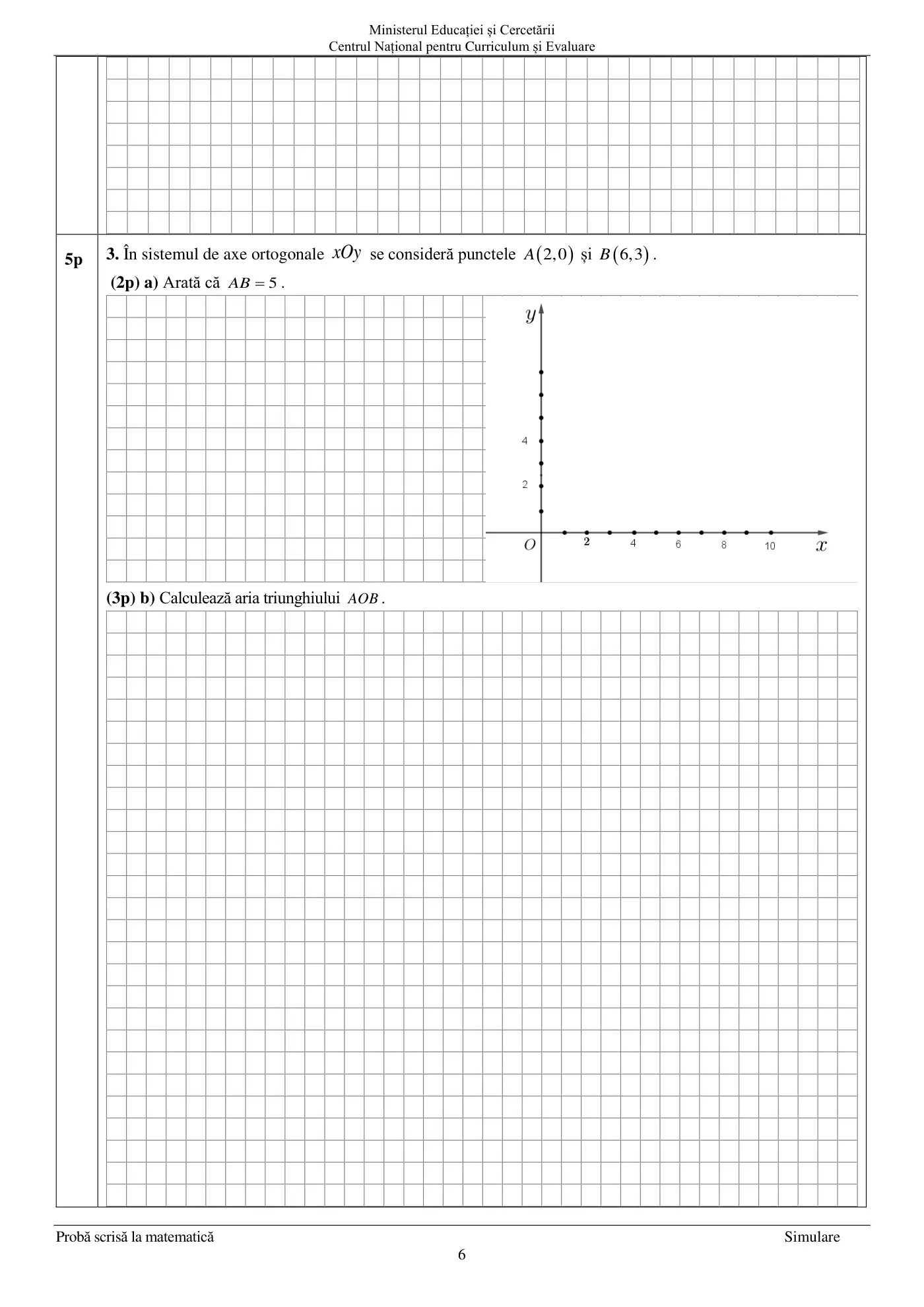 Pagina 6 din subiectul simulare națională ii, matematică, 28 aprilie 2026