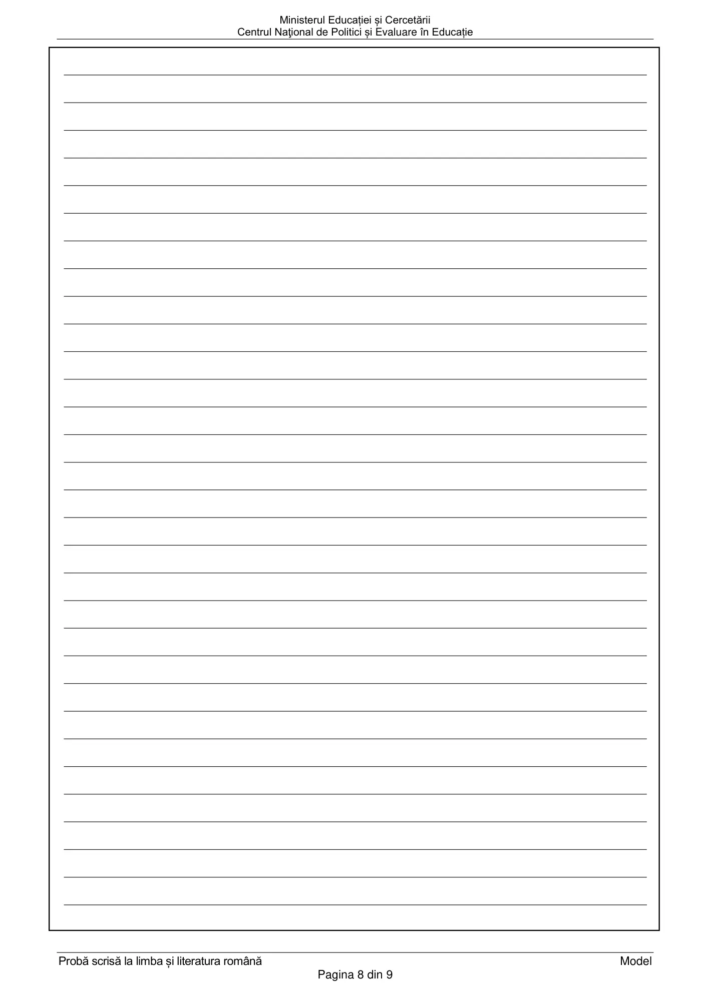 Pagina 8 din subiectul model oficial, limba și literatura română, noiembrie 2020