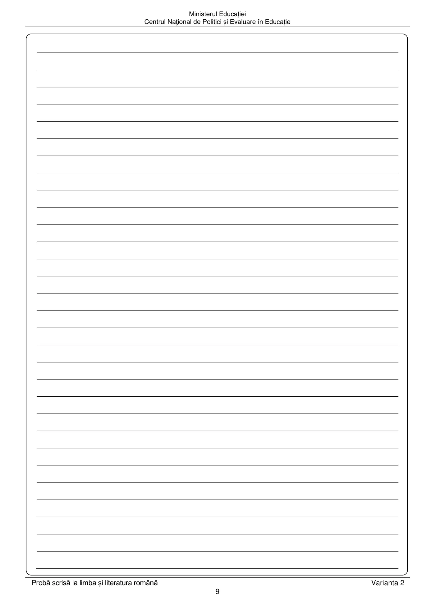 Pagina 9 din subiectul sesiunea specială, limba și literatura română, 5 iulie 2021