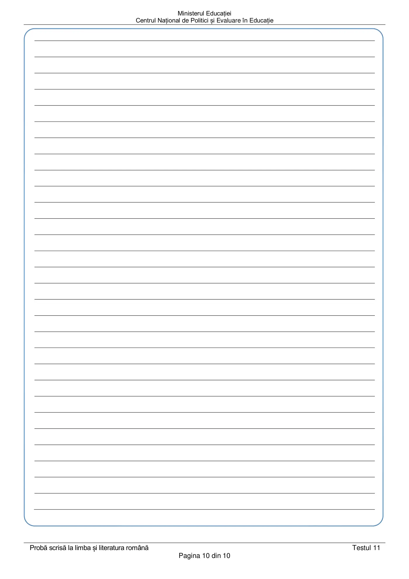 Pagina 10 din subiectul test de antrenament 11, limba și literatura română, martie 2021