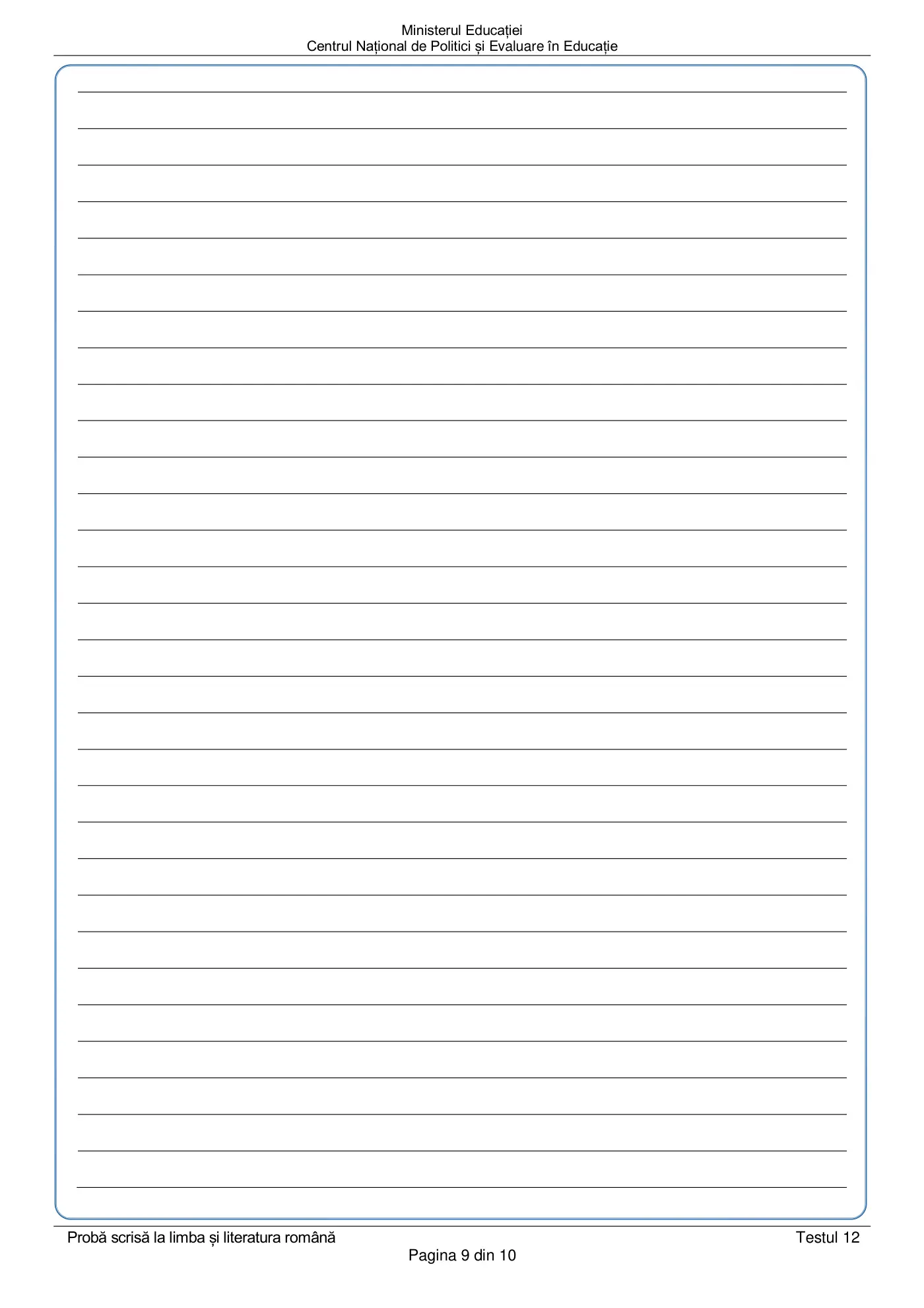 Pagina 9 din subiectul test de antrenament 12, limba și literatura română, martie 2021