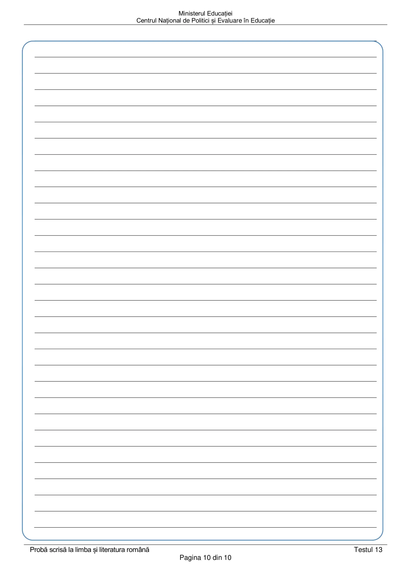 Pagina 10 din subiectul test de antrenament 13, limba și literatura română, martie 2021