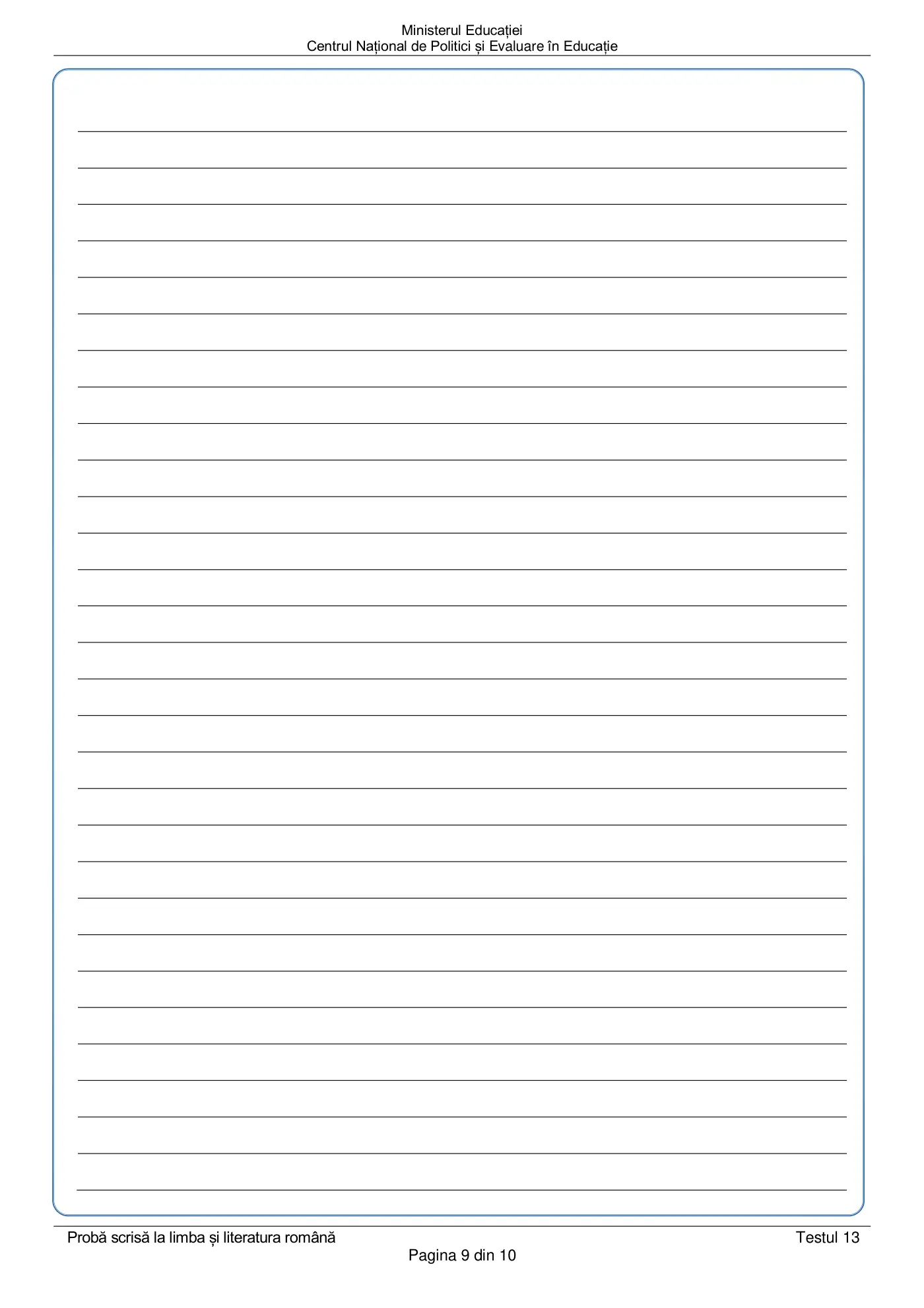 Pagina 9 din subiectul test de antrenament 13, limba și literatura română, martie 2021