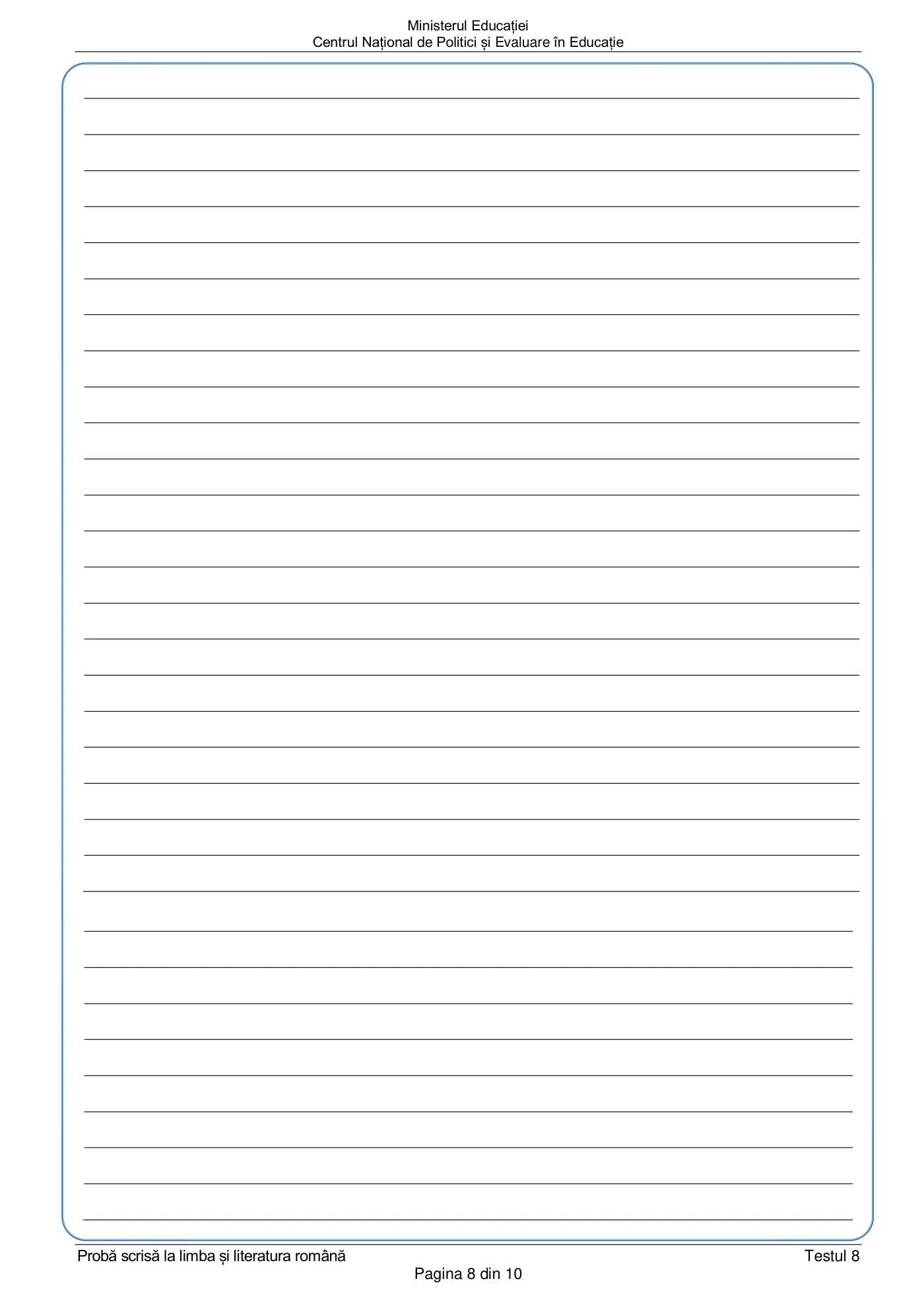 Pagina 8 din subiectul test de antrenament 8, limba și literatura română, martie 2021
