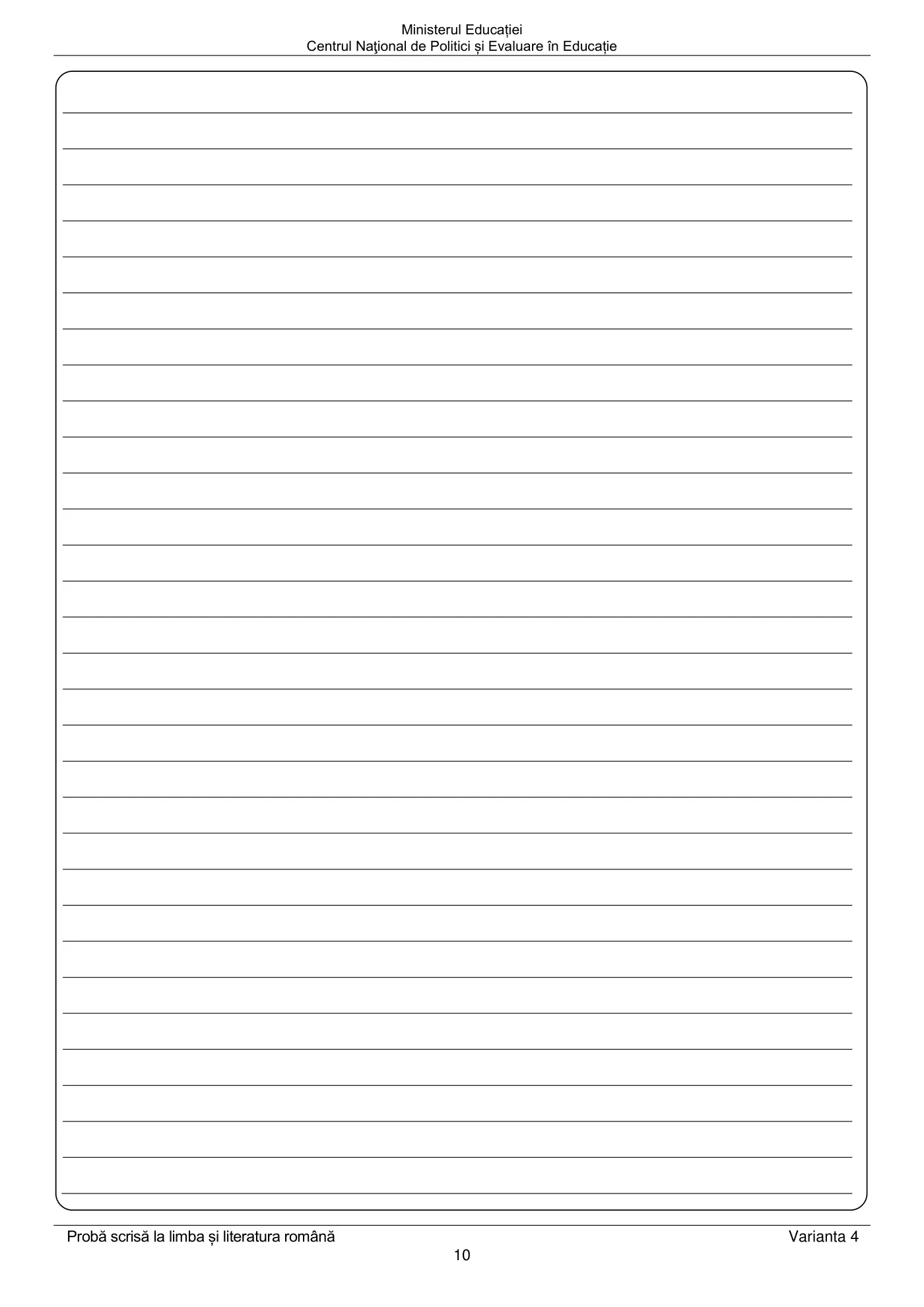 Pagina 10 din subiectul examen oficial (sesiunea iunie), limba și literatura română, 14 iunie 2022