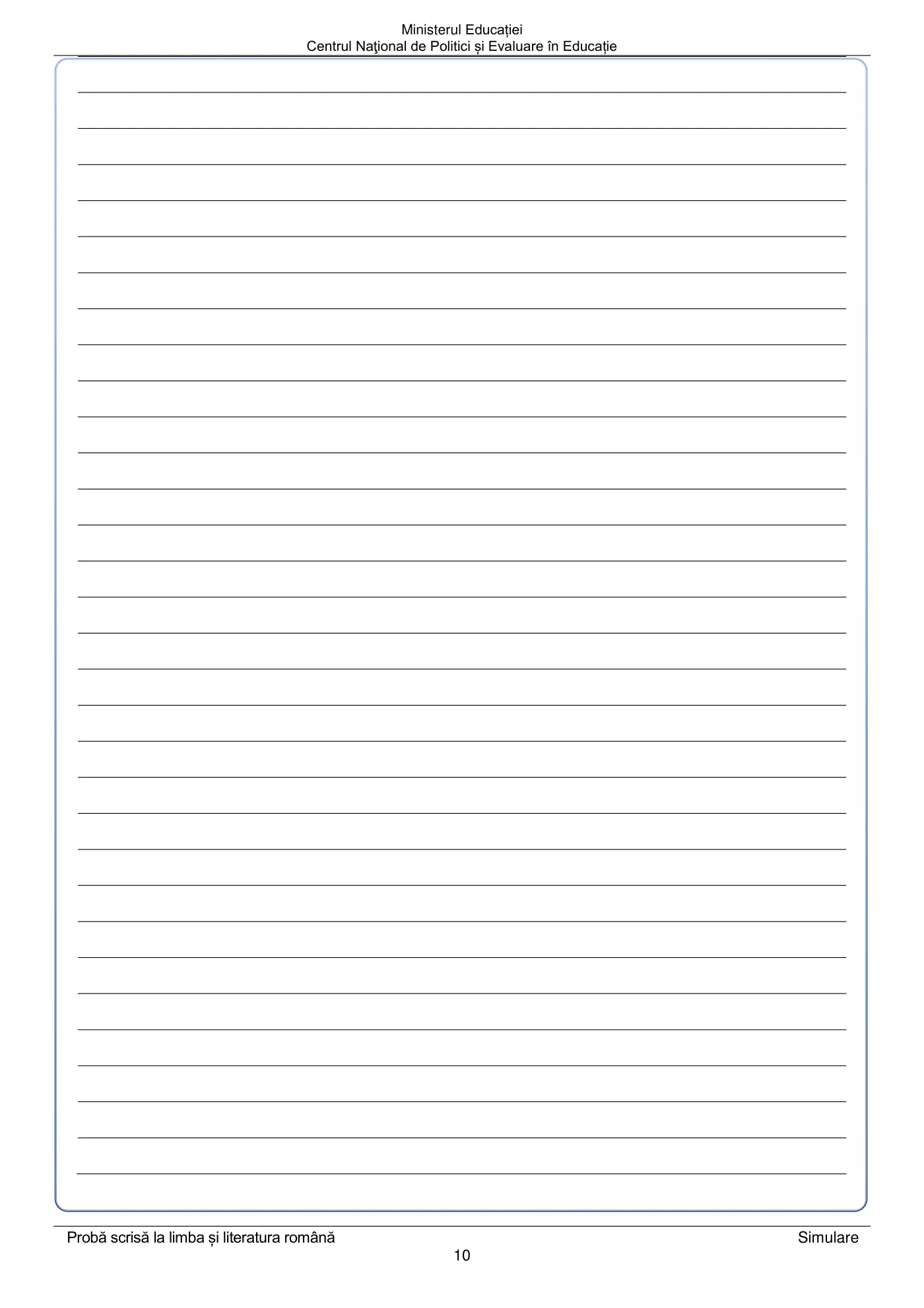 Pagina 10 din subiectul simulare națională, limba și literatura română, 4 aprilie 2022