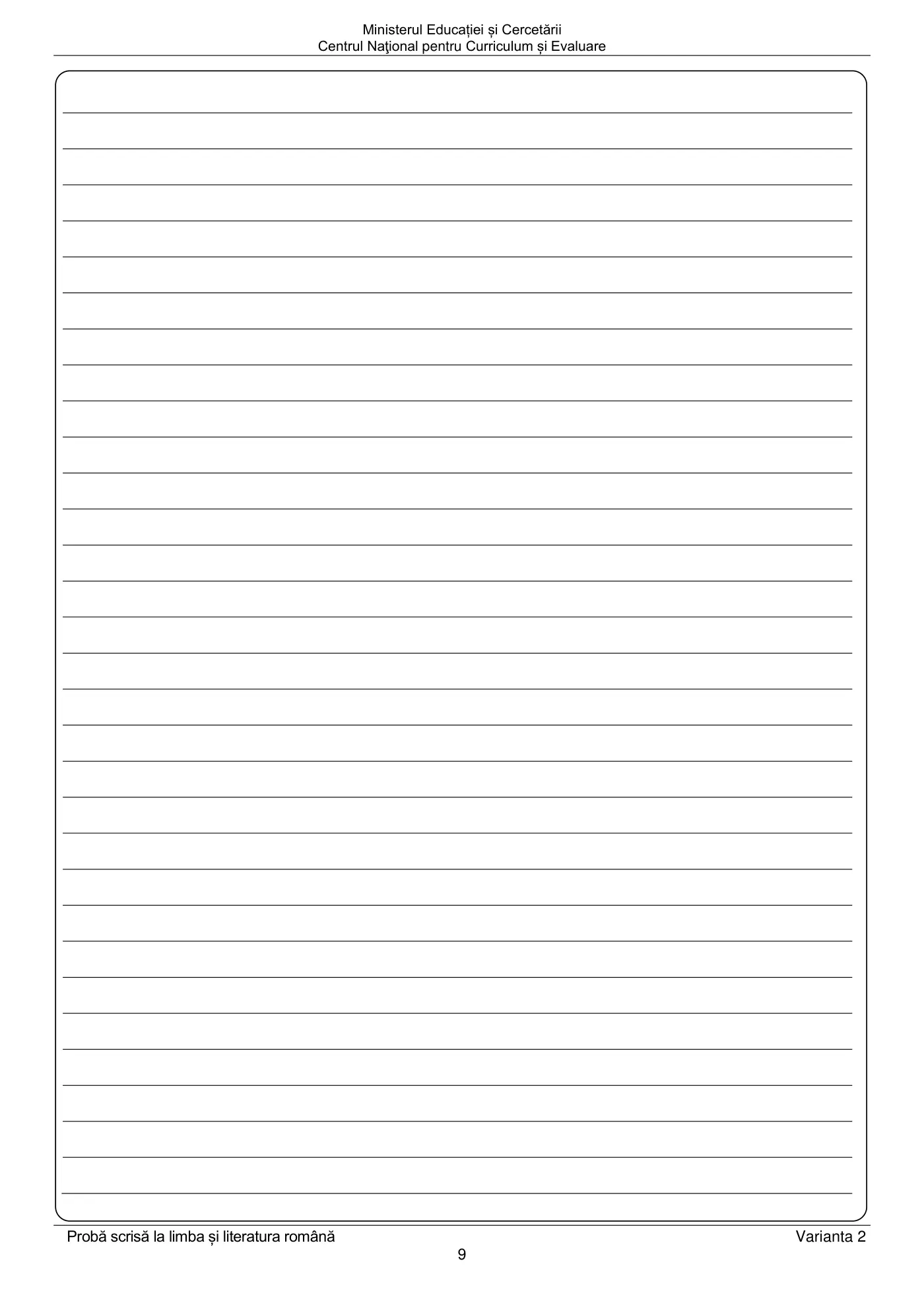 Pagina 9 din subiectul subiect de rezervă, limba și literatura română, 23 iunie 2025