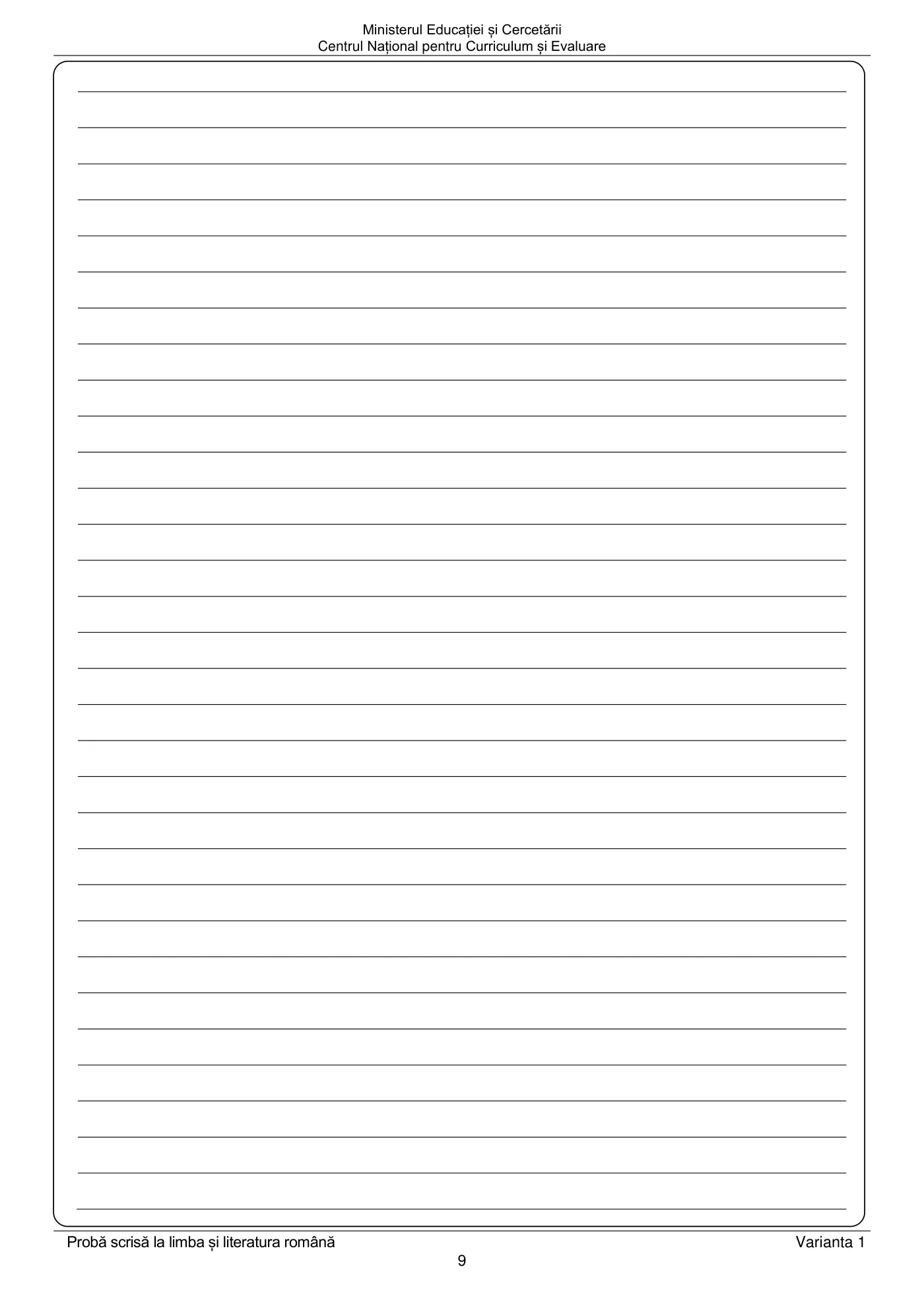 Pagina 9 din subiectul sesiunea specială, limba și literatura română, 2 iulie 2025